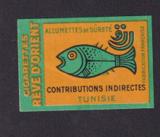 Ancienne étiquette   Allumettes France Poisson Vert Tunisie - Boites D'allumettes - Etiquettes