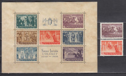 Hungary 1938 - 900th Anniversary Of The Death Of St. Stephen (III+IV), Mi-Nr. 583/84+Block 4, MNH** - Nuevos