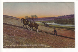The Merry Ploughman Cheers His Team - Farm, Horses, Plough - Old Tuck Postcard No. 8155 - Attelages