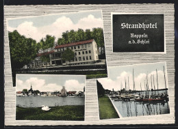 AK Kappeln A. D. Schlei, Strandhotel, Am Hafen, Panorama  - Kappeln / Schlei