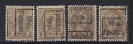 1904  LUXEMBOURG PRIFIX Nr. 18 A + B + C + D 2 Cent  (details & état Voir Scan) !   LOT 287 - Preobliterati