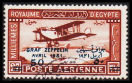 1931. EGYPT. 50 Pia On 27 M Overprinted GRAF ZEPPELIN–AVRIL 1951. Very Unusual Variety With... (Michel 156 F) - JF547009 - Usati
