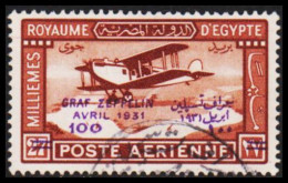 1931. EGYPT. 100 Pia On 27 M Overprinted GRAF ZEPPELIN–AVRIL 1931.  (Michel 157) - JF547010 - Usati