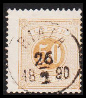 1877. SVERIGE. Postage Due. Lösen. Perf. 13. 50 öre Yellow Brown.. VERY FINE Cancel RIALA 2... (Michel P. 9B) - JF547018 - Segnatasse