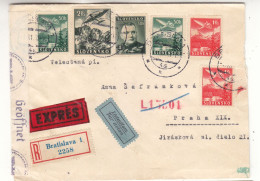 Slovaquie - Lettre Recom Exprès De 1941 - Oblit Bratislava - Exp Vers Praha - Avec Censure - - Covers & Documents