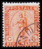 1899. SAN MARINO. Liberty Statue C. 5.  (Michel 33) - JF547023 - Usados