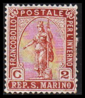 1899. SAN MARINO. Liberty Statue C. 2. Hinged. (Michel 32) - JF547024 - Unused Stamps