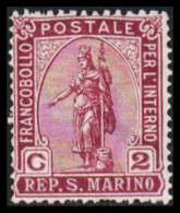 1921. SAN MARINO. Liberty Statue C. 2, Hinged.  (Michel 81) - JF547025 - Neufs