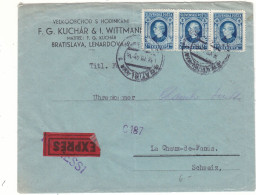 Slovaquie - Lettre Exprès De 1943 - GF - Oblit Bratislava - Exp Vers La Chaux De Fonds - - Storia Postale