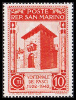 1943. SAN MARINO. 10 Cmi 20 Years Facisme Without Overprint. Hinged.  (Michel 272 I) - JF547061 - Nuevos