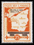 1943. SAN MARINO. 25 CENT 20 Years Facisme Overprinted 28 LVGLIO 1943  1642 D. F. R.“. Hinged... (Michel 284) - JF547081 - Nuevos