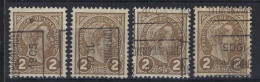 1905  LUXEMBOURG PRIFIX Nr. 23 A + B + C + D 2 Cent  (details & état Voir Scan) !   LOT 287 - Preobliterati