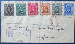 Lettre Recommandée TANGANYKA Occupation Britannique 18 SEPT 1918 N°1 à 6 Oblitérés Càd TANGA Pour SOUTHAMPTON / ENGLAND - Tanganyika (...-1932)
