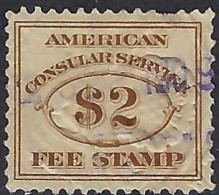 Scott - U.S. RK4 (Used): 1906 $2 Consular Service Fee [1 Missing Perforation] - Fiscaux