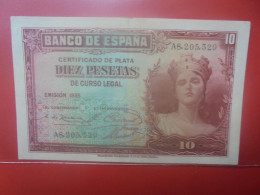 ESPAGNE 10 PESETAS 1935 Circuler (B.34) - 10 Pesetas