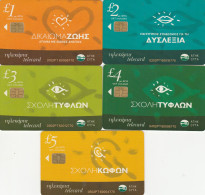 Cyprus, CYP-P-01 - 05, 0102PT - 0502PT, Set Of 5 Promotional Cards , Blind, Deaf, Dislexia, 2 Scans. - Zypern