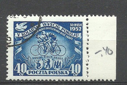 POLEN Poland 1952 Michel 735 Radsport Signed - Gebraucht