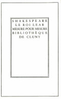 Le Roi Lear / Mesure Pour Mesure (1944) De William Shakespeare - Other & Unclassified