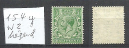 ENGLAND Great Britain 1924 Michel 154 Y (*) Mint No Gum/ohne Gummi - Ungebraucht