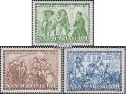 San Marino 1325-1327 (kompl.Ausg.) Postfrisch 1985 Alessandro Manzoni - Unused Stamps