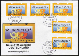 3.1 Posthörner DBP - VS-Satz 5 ATM 5-225 Pf Auf FDC 16.12.1999 - Machine Labels [ATM]