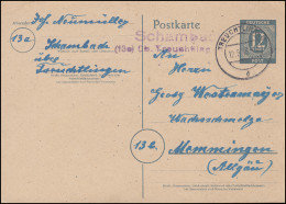 Landpost Schambach (13a) über TREUCHTLINGEN 12.5.48 Auf Postkarte Nach Memmingen - Otros & Sin Clasificación