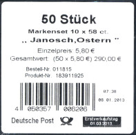 FB 28 Janosch: Ostern, Folienblatt - Banderole Für 50 Markensets - 2011-2020
