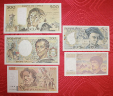 Lot De 5 Billets : 500 Francs Pascal, 200 F, 100 F Et 20 Francs. - 500 F 1968-1993 ''Pascal''