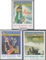 San Marino 1391-1393 (kompl.Ausg.) Postfrisch 1988 Film Fellini - Unused Stamps