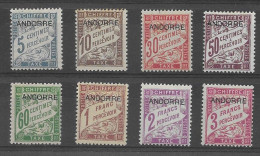 Andorra -Franc 1931-32 - Tasas 1-8 (*) - Nuovi