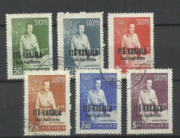 East KARELIA Ost - Karelien FINLAND FINNLAND 1941 Michel 22 - 27 O Mannerheim - Lokale Uitgaven