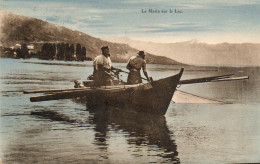 SVIZZERA - VAUD - LAUSANNE - LAC LEMAN - MONTE BIANCO - LE MATIN SUR LE LAC - BARCA - PESCA - PESCATORI - Fischerei