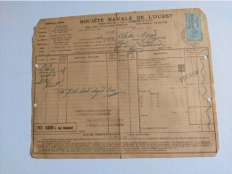 TB 4866 - ROUEN X ALGER 1927 - Timbre Fiscal Connaissements,Sté Naval De L'Ouest LE HAVRE - Vapeur ¨ St THOMAS ¨ DAGORNE - Storia Postale