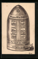 Künstler-AK Willi Scheuermann: Unsere 42cm Bombe  - Scheuermann, Willi