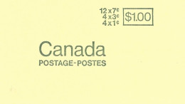 CANADA, 1971, Booklet 74, $ 1.00: 4x1c, 4x3c, 12x7c - Full Booklets