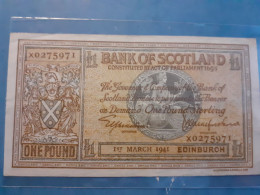 VINTAGE REALLY NICE 1941 BANK OF SCOTLAND CLEAN CRISP GVF £1 - 1 Pound