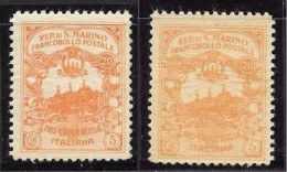 ● San Marino 1916 ֍ Pro Croce Rossa Italiana ֍ N. 50 Bf  Nuovo ● Varietà : Decalco ● NON EMESSO ● RARISSIMO ● - Neufs