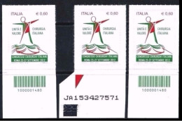 ● ITALIA  2012 ֎ CHIRURGIA ITALIANA / Chirurghi ֎ 2 Con CODICE A BARRE + 1 Codice Alfanumerico ● Serie Completa ● - Bar Codes
