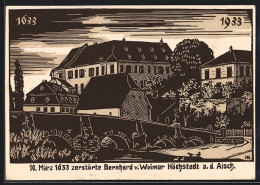 Künstler-AK Höchstadt A. D. Aisch, Am 10.3.1633 Zerstörte Bernhard V. Weimar Die Ortschaft  - Hoechstadt