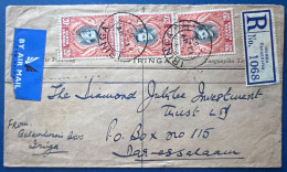 Lettre Recommandée Par Avion TANGANYKA 12 MAY 1953 3x 20 Cts Oblit Càd De IRINGA Pour DAR ES SALAAM TTB - Tanganyika (...-1932)