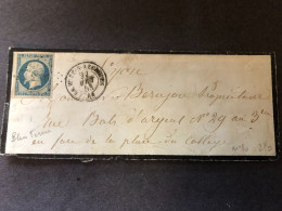 Timbre 10,25c Bleu Terne Sur Un Fragment, Cachet De Lamure-sur-Azergues, Le 22 Août 1853. - 1852 Louis-Napoleon