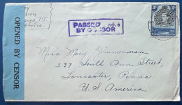 Lettre Recommandée Par Avion TANGANYKA 18 MARS 194 N°55 Oblit Càd De SHINYANGA Pour PENNA / USA Avec Censure ! - Tanganyika (...-1932)
