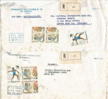 Somalia J.D. #2 Front Of Registered Bank AirmailCVs Mogadishu Jul1988 To Bank In London With 3 Stamps Each One - Somalia (1960-...)