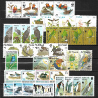 W.W.F. 1989 / 1992 Protected Birds Like Pinguins, Parrots Etc. MNH Sets From 10 Different Countries - Ungebraucht