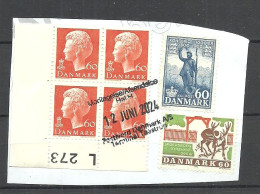 Denmark Briefstück O 2024 Cover Piece With 6 Stamps O Interesting Cancel - Usati