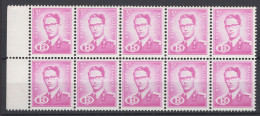 S61P1 Terne Koning Roi Baudouin "Lunettes" Type Marchand En Bloc De 10 Bord De Feuille Belgïe Belgique ** - Mint