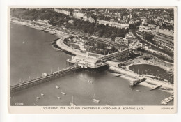 Southend Pier Pavilion, Children's Playground & Boating Lake, From The Air- C1950's Real Photo Postcard - Southend, Westcliff & Leigh