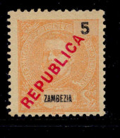 ! ! Zambezia - 1917 King Carlos Local Republica 5 R - Af. 91 - MH (km626) - Zambezia