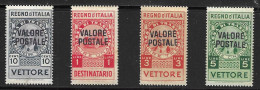 LOTTO 4 MARCHE PER TASSA DI TRASPORTO CON SOPRASTAMPA DI FANTASIA " VALORE POSTALE" - Revenue Stamps