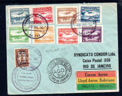 BOLIVIA - 1930  LAB AIRWAYS COVER  LA PAZ TO RIO De JANEIRO ,VARIOUS BACKSTAMPS ,ATTRACTIVE ITEM - Bolivien